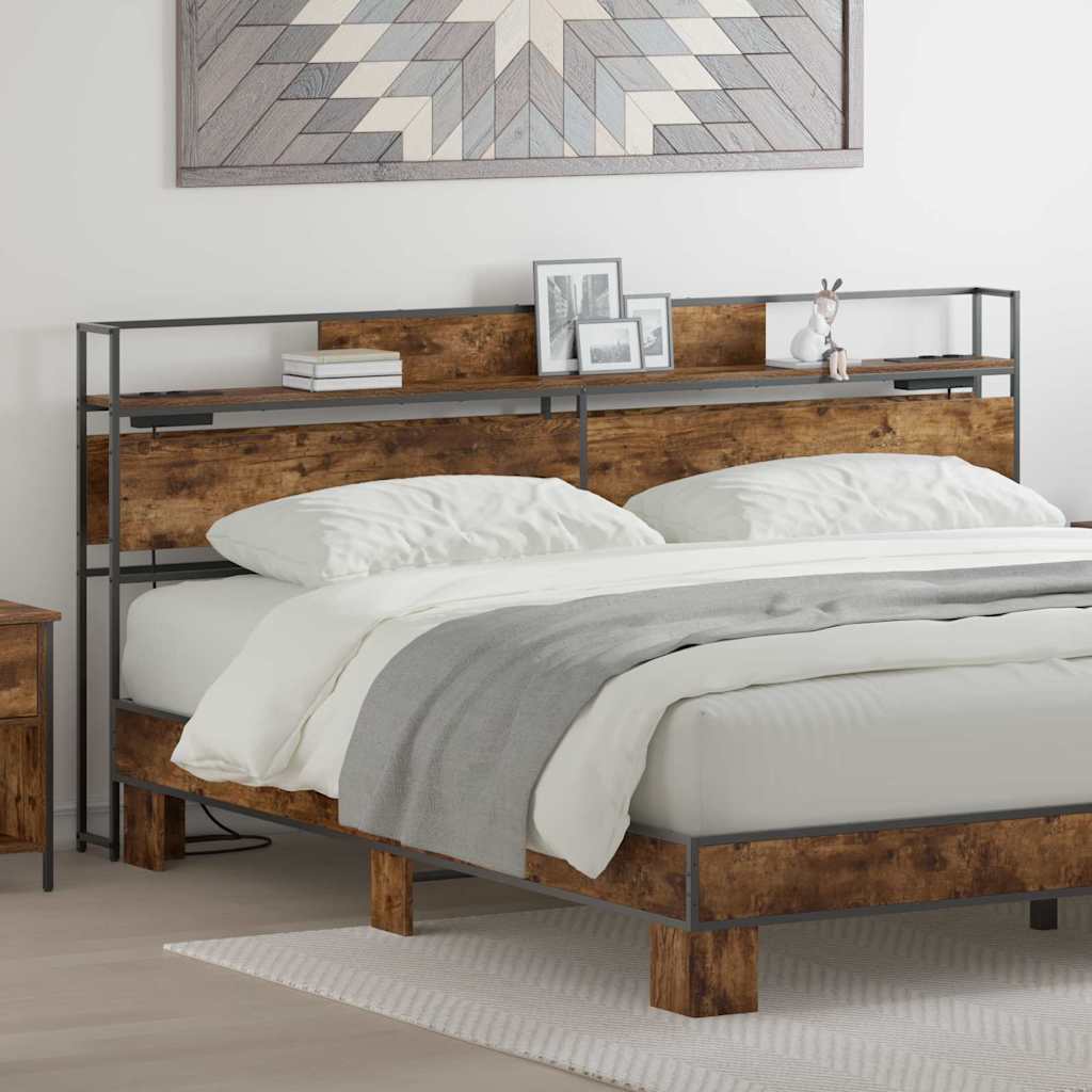 vidaXL Opberghoofdbord met hoofdeinde Zwart eiken 80 cm Bewerkt hout
