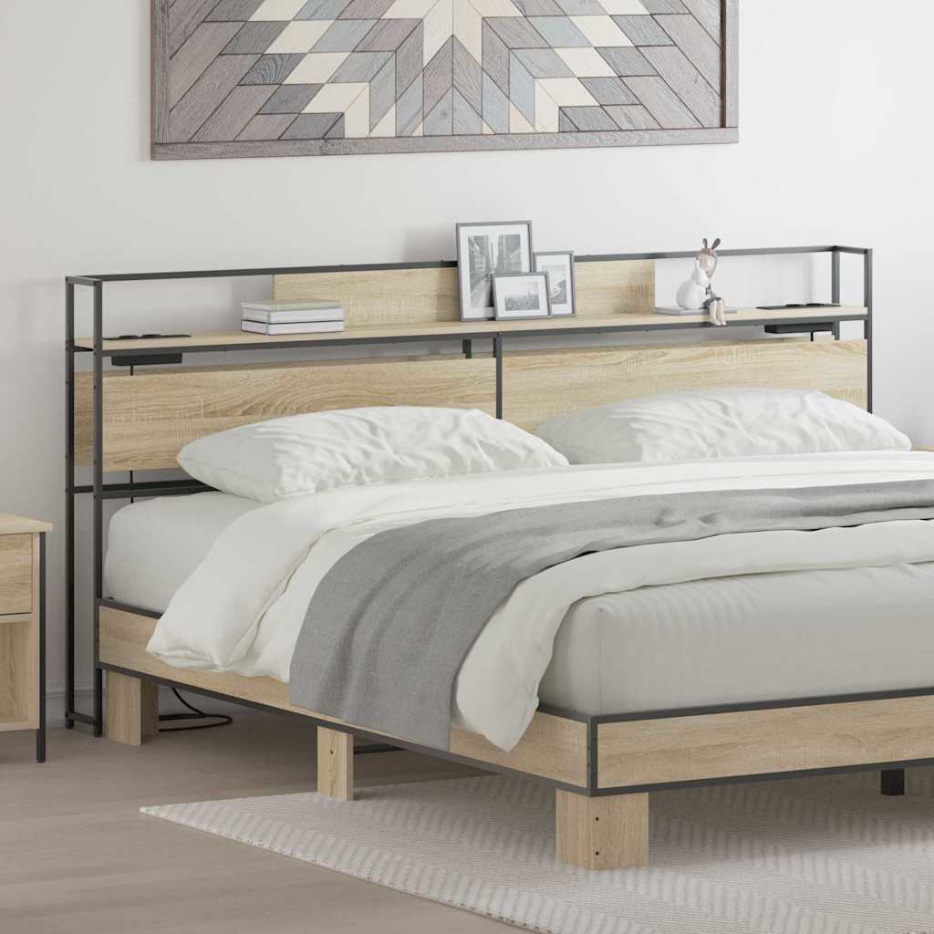 vidaXL Opberghoofdbord met hoofdeinde Zwart eiken 80 cm Bewerkt hout
