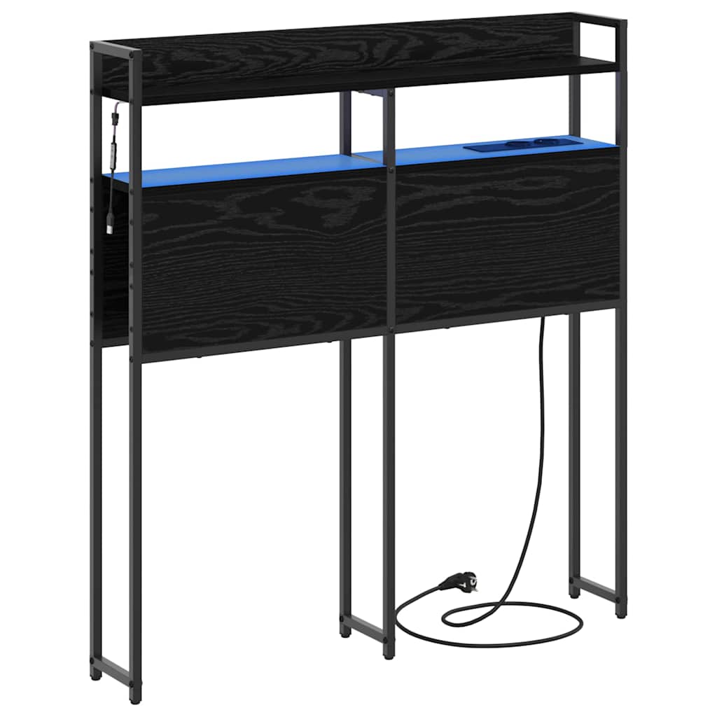 vidaXL Opberghoofdbord met plank Zwart eiken 75 cm Bewerkt hout