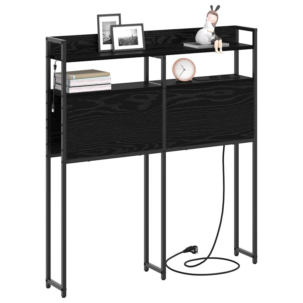 vidaXL Opberghoofdbord met plank Zwart eiken 75 cm Bewerkt hout
