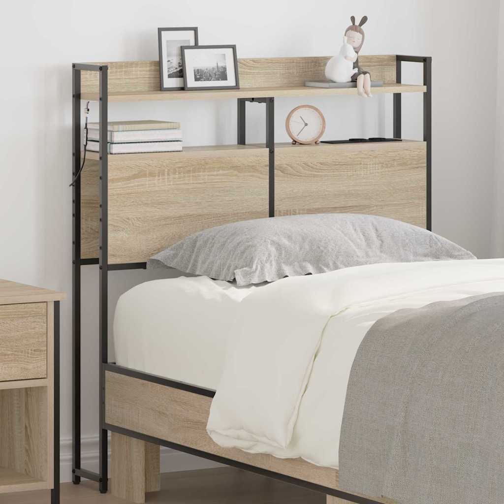vidaXL Opberghoofdbord met plank Zwart eiken 75 cm Bewerkt hout