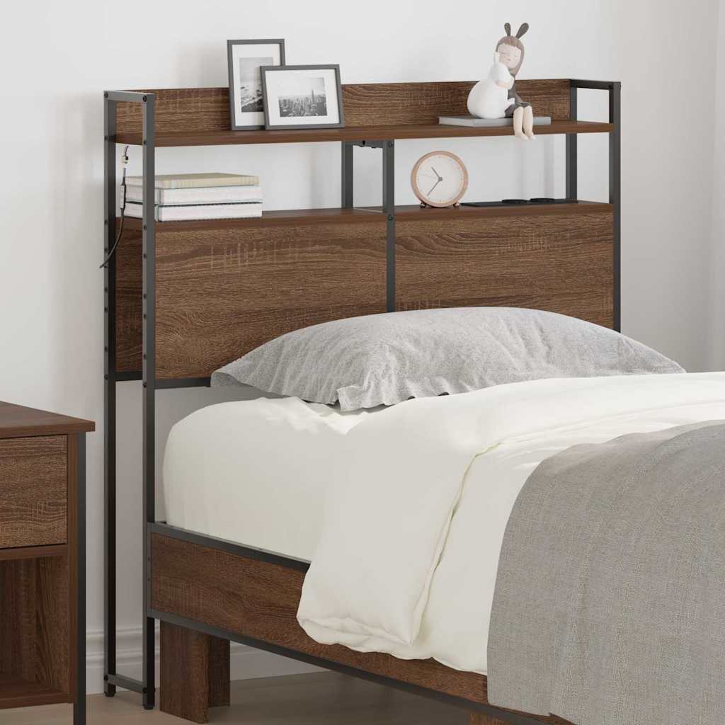 vidaXL Opberghoofdbord met plank Zwart eiken 75 cm Bewerkt hout