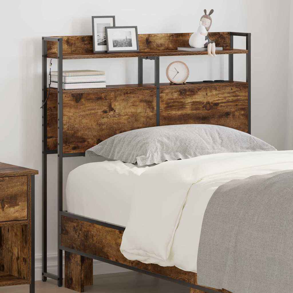 vidaXL Opberghoofdbord met plank Zwart eiken 75 cm Bewerkt hout