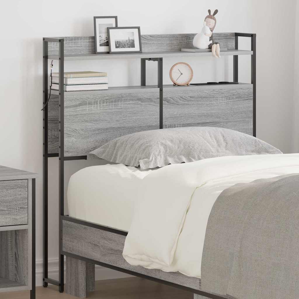 vidaXL Opberghoofdbord met plank Zwart eiken 75 cm Bewerkt hout