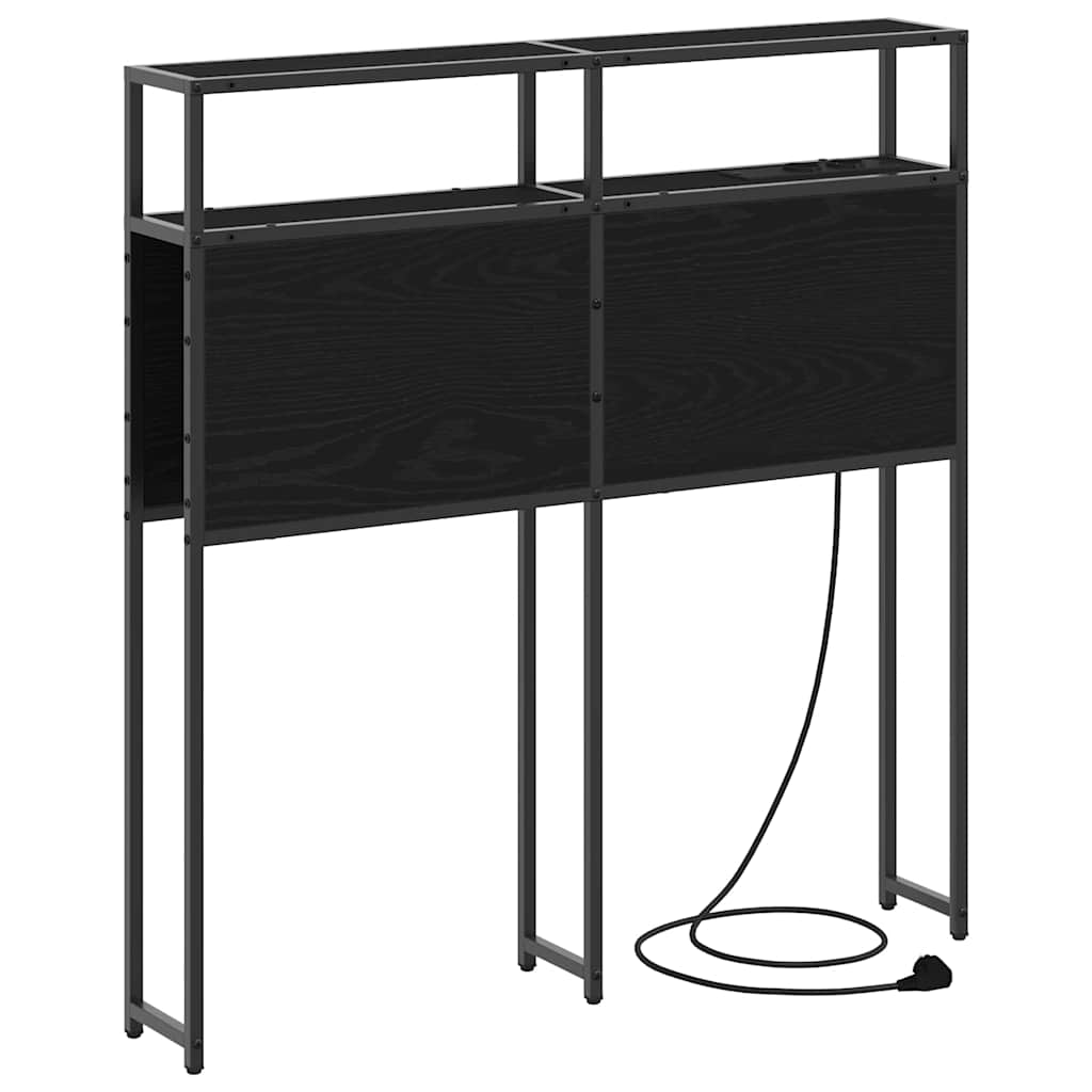 vidaXL Opberghoofdbord met hoofdeinde Zwart eiken 75 cm Bewerkt hout