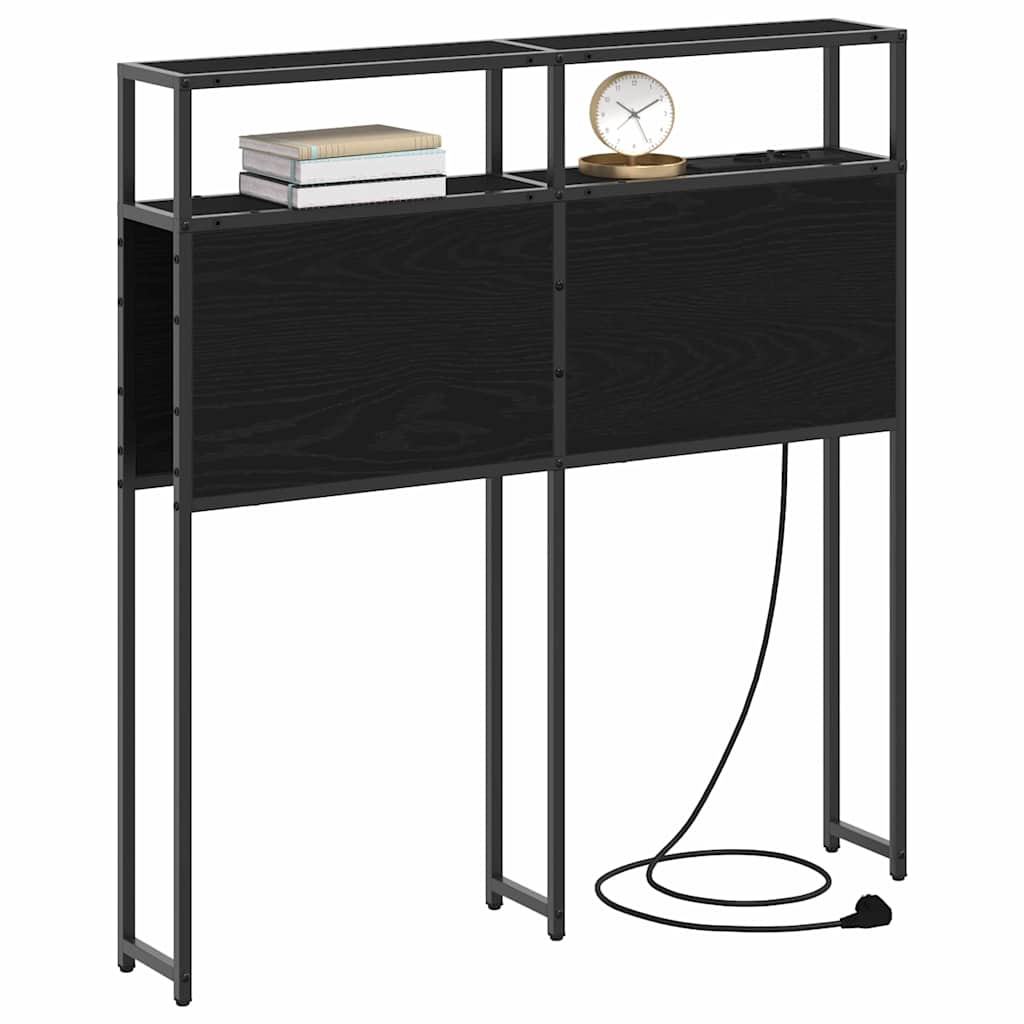 vidaXL Opberghoofdbord met hoofdeinde Zwart eiken 75 cm Bewerkt hout