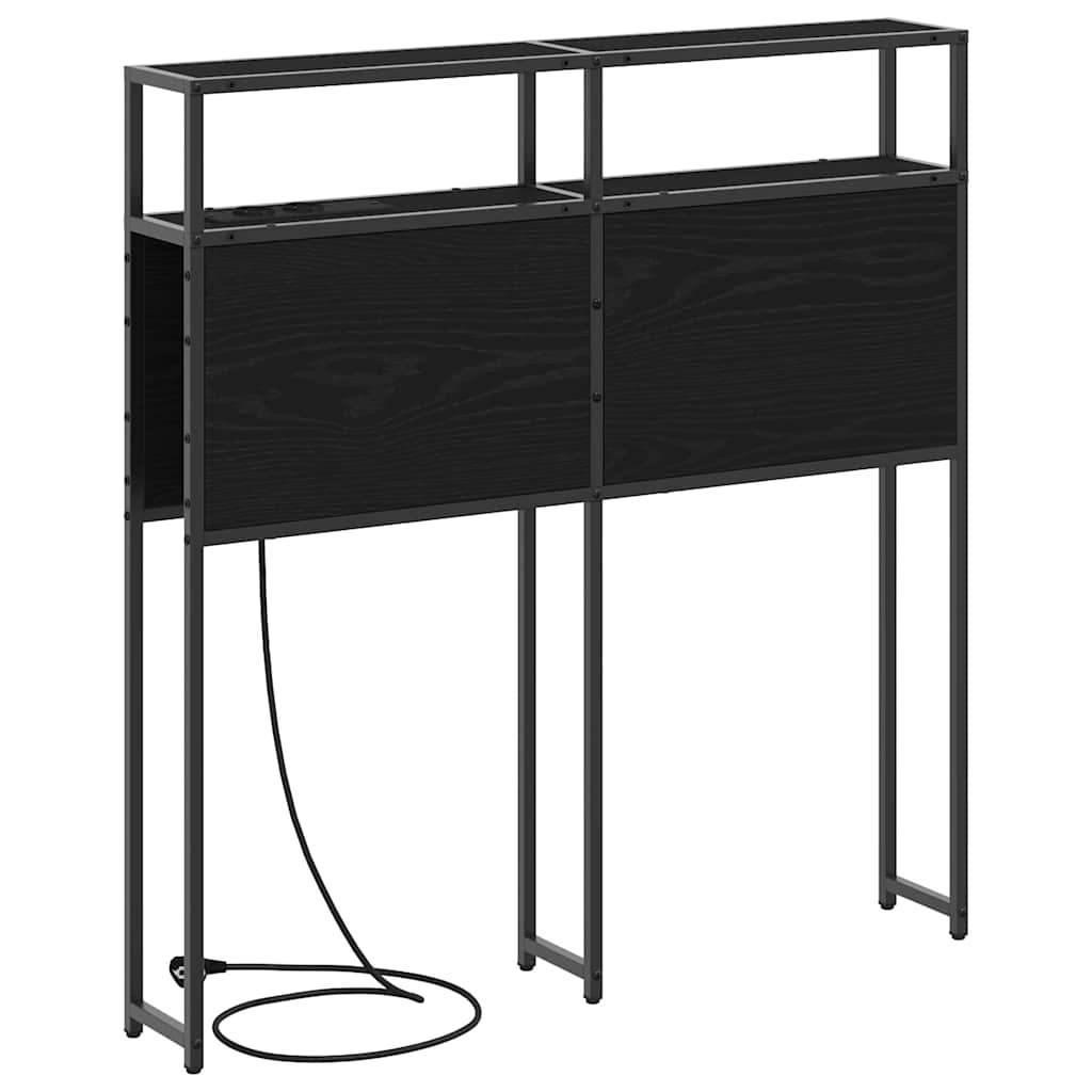 vidaXL Opberghoofdbord met hoofdeinde Zwart eiken 75 cm Bewerkt hout