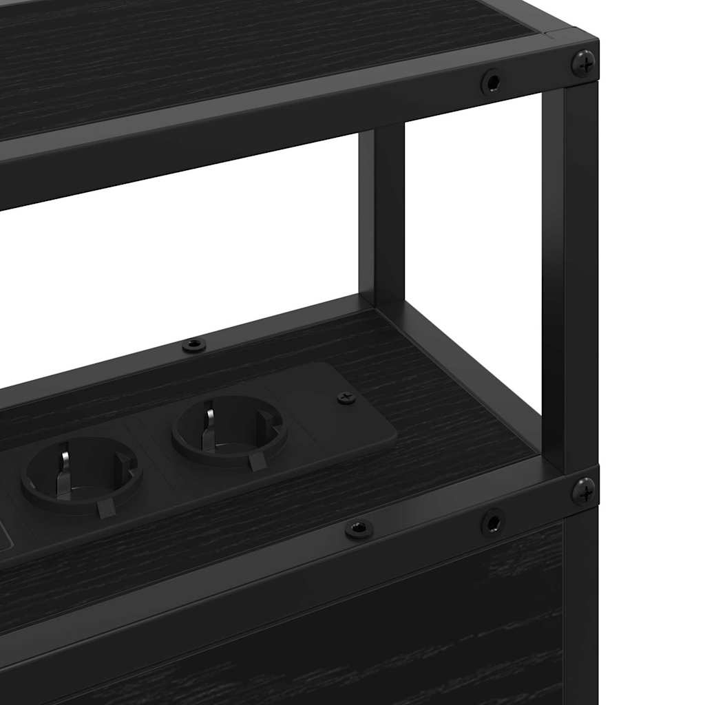 vidaXL Opberghoofdbord met hoofdeinde Zwart eiken 75 cm Bewerkt hout
