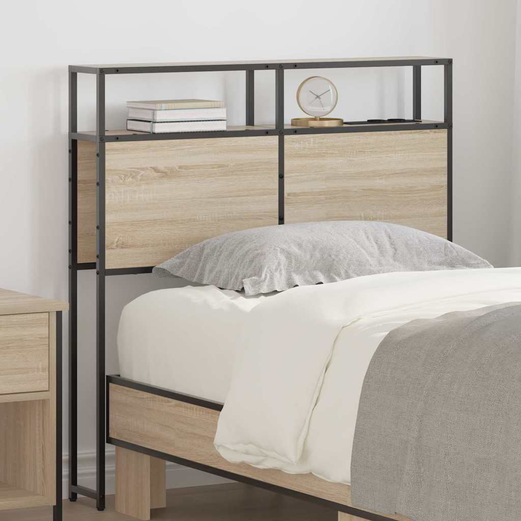 vidaXL Opberghoofdbord met hoofdeinde Zwart eiken 75 cm Bewerkt hout