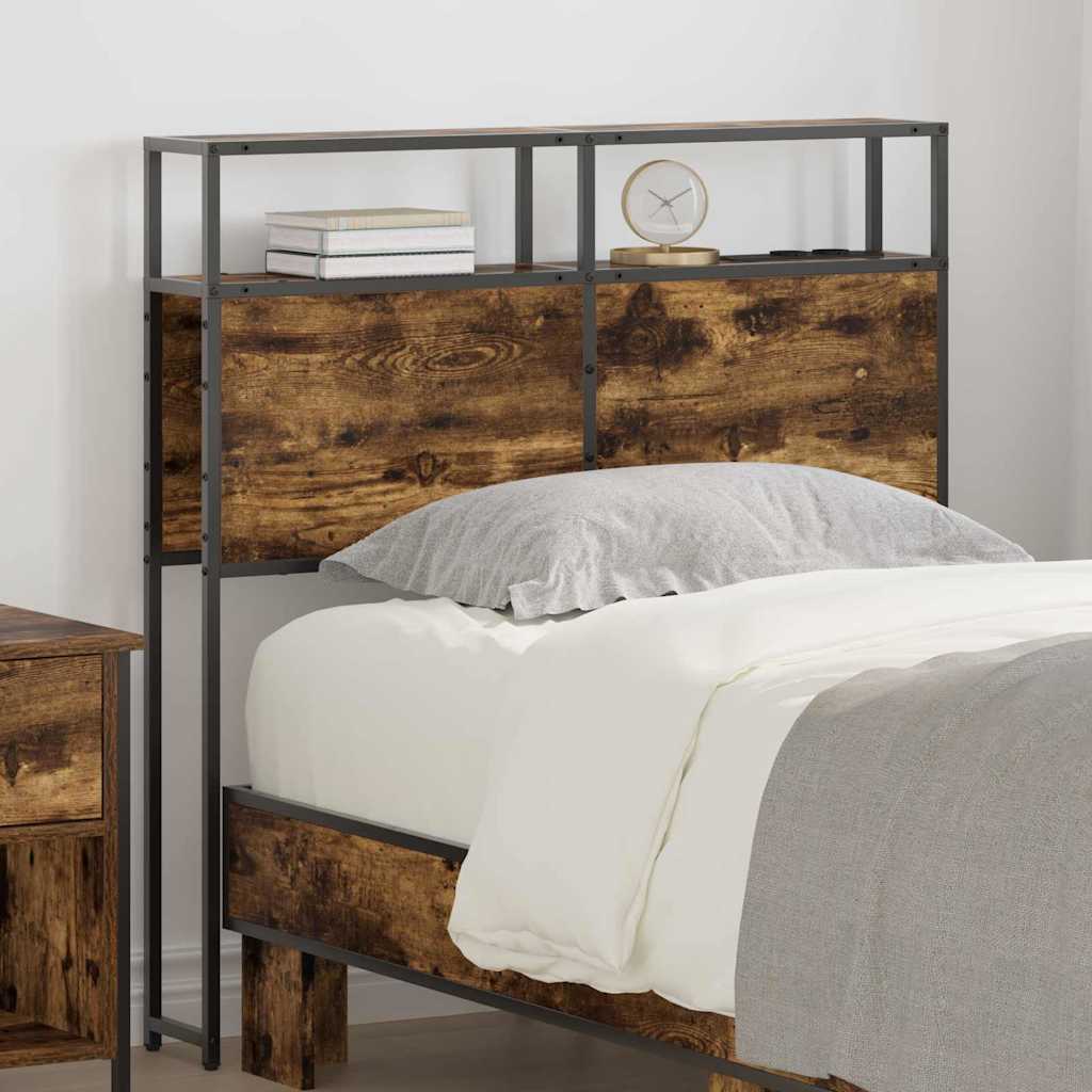 vidaXL Opberghoofdbord met hoofdeinde Zwart eiken 75 cm Bewerkt hout
