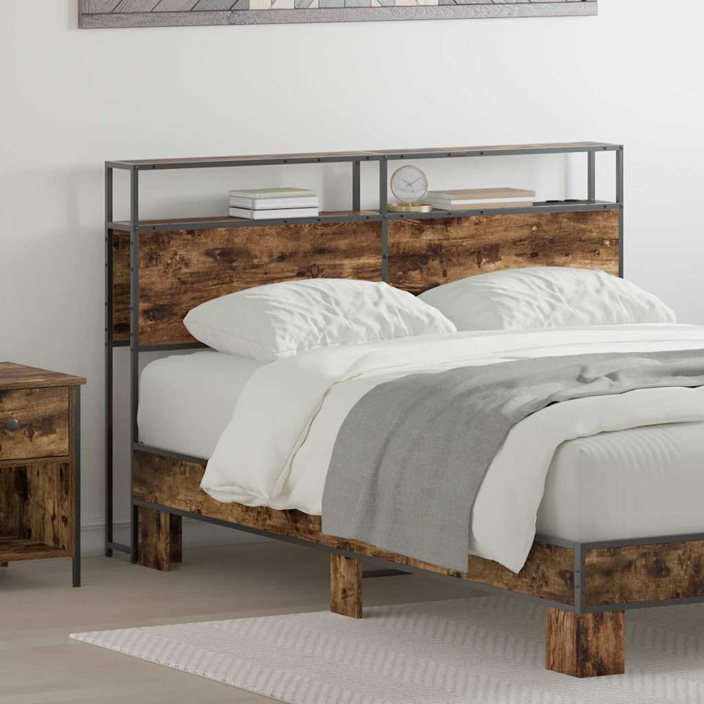 vidaXL Opberghoofdbord met hoofdeinde Zwart eiken 75 cm Bewerkt hout