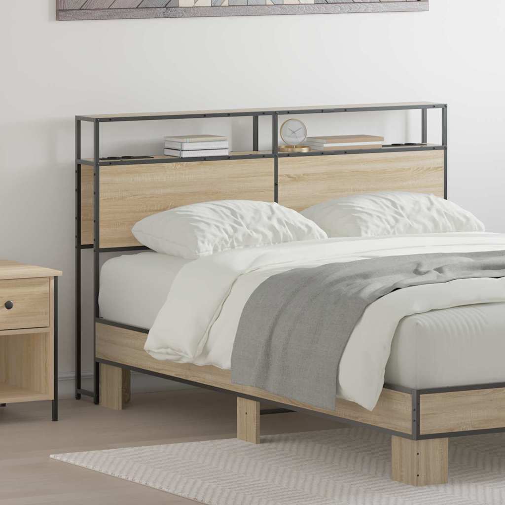 vidaXL Opberghoofdbord met hoofdeinde Zwart eiken 75 cm Bewerkt hout