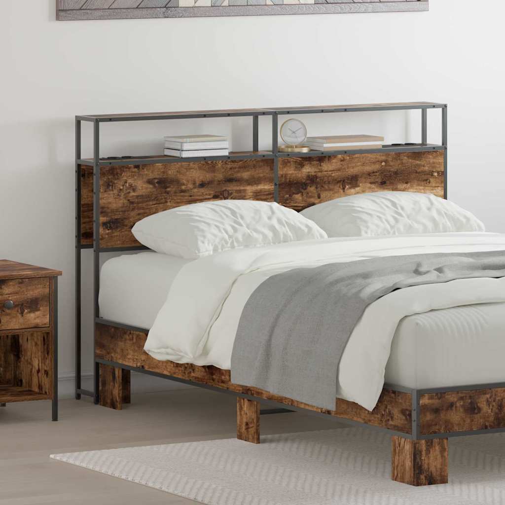 vidaXL Opberghoofdbord met hoofdeinde Zwart eiken 75 cm Bewerkt hout