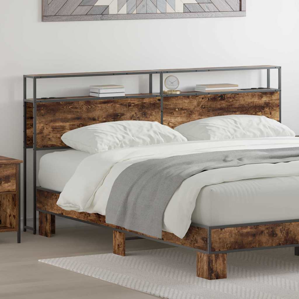 vidaXL Opberghoofdbord met hoofdeinde Zwart eiken 75 cm Bewerkt hout
