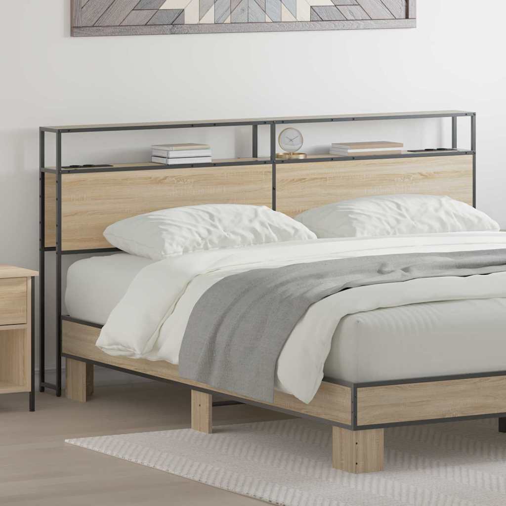 vidaXL Opberghoofdbord met hoofdeinde Zwart eiken 75 cm Bewerkt hout
