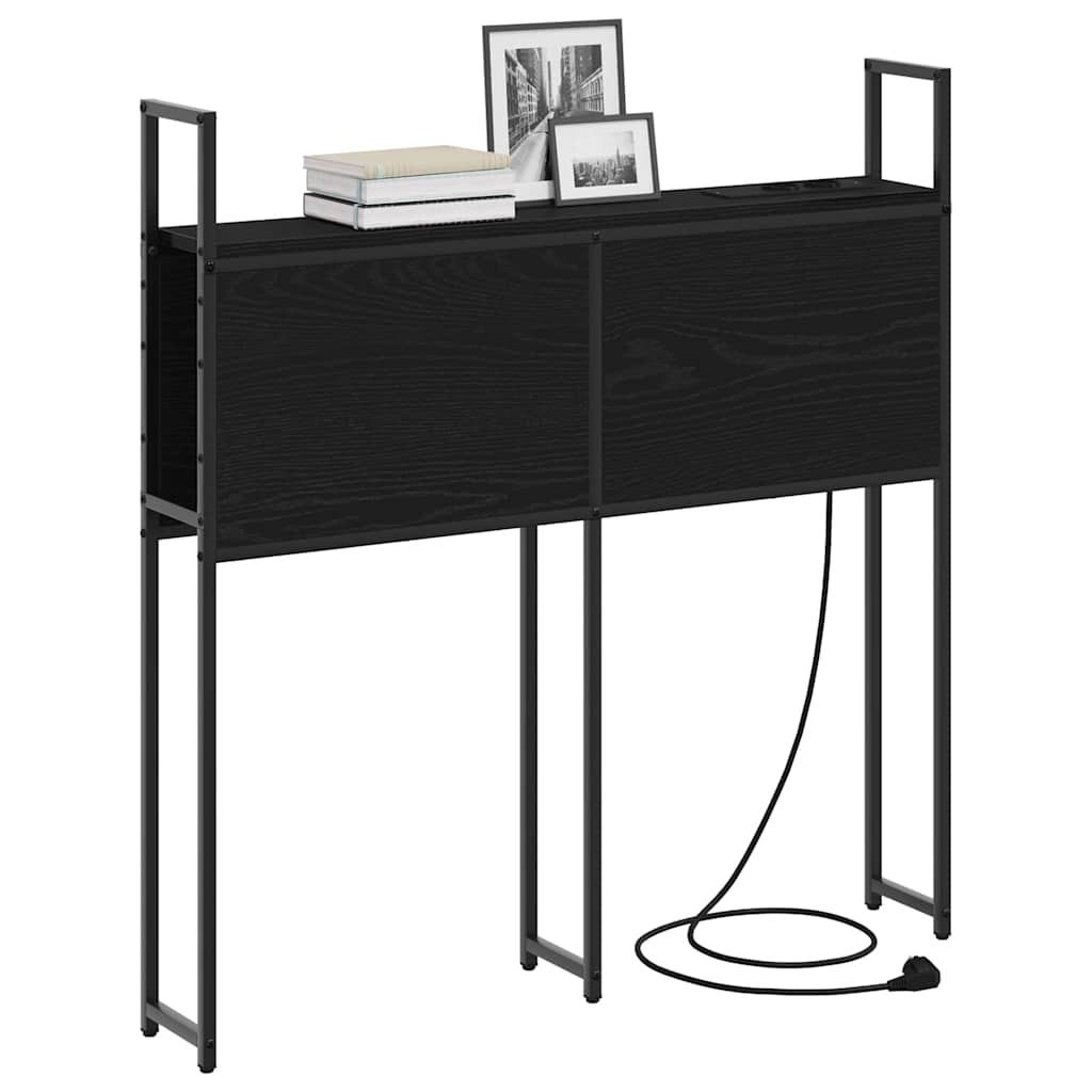 vidaXL Opberghoofdbord met hoofdeinde Zwart eiken 75 cm Bewerkt hout