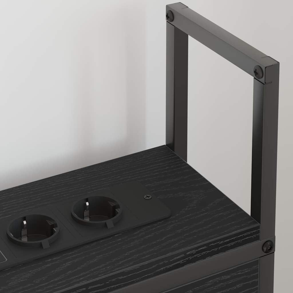 vidaXL Opberghoofdbord met hoofdeinde Zwart eiken 75 cm Bewerkt hout