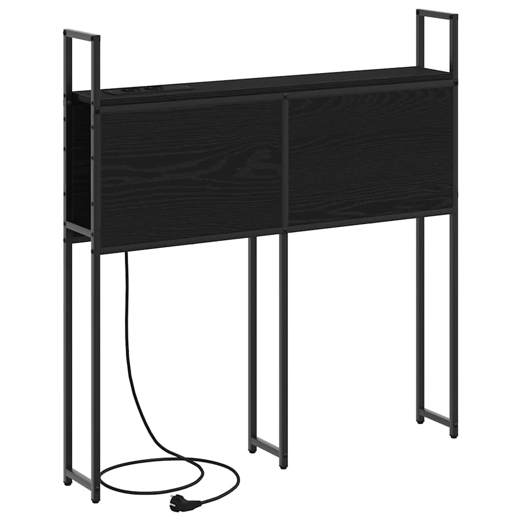 vidaXL Opberghoofdbord met hoofdeinde Zwart eiken 75 cm Bewerkt hout