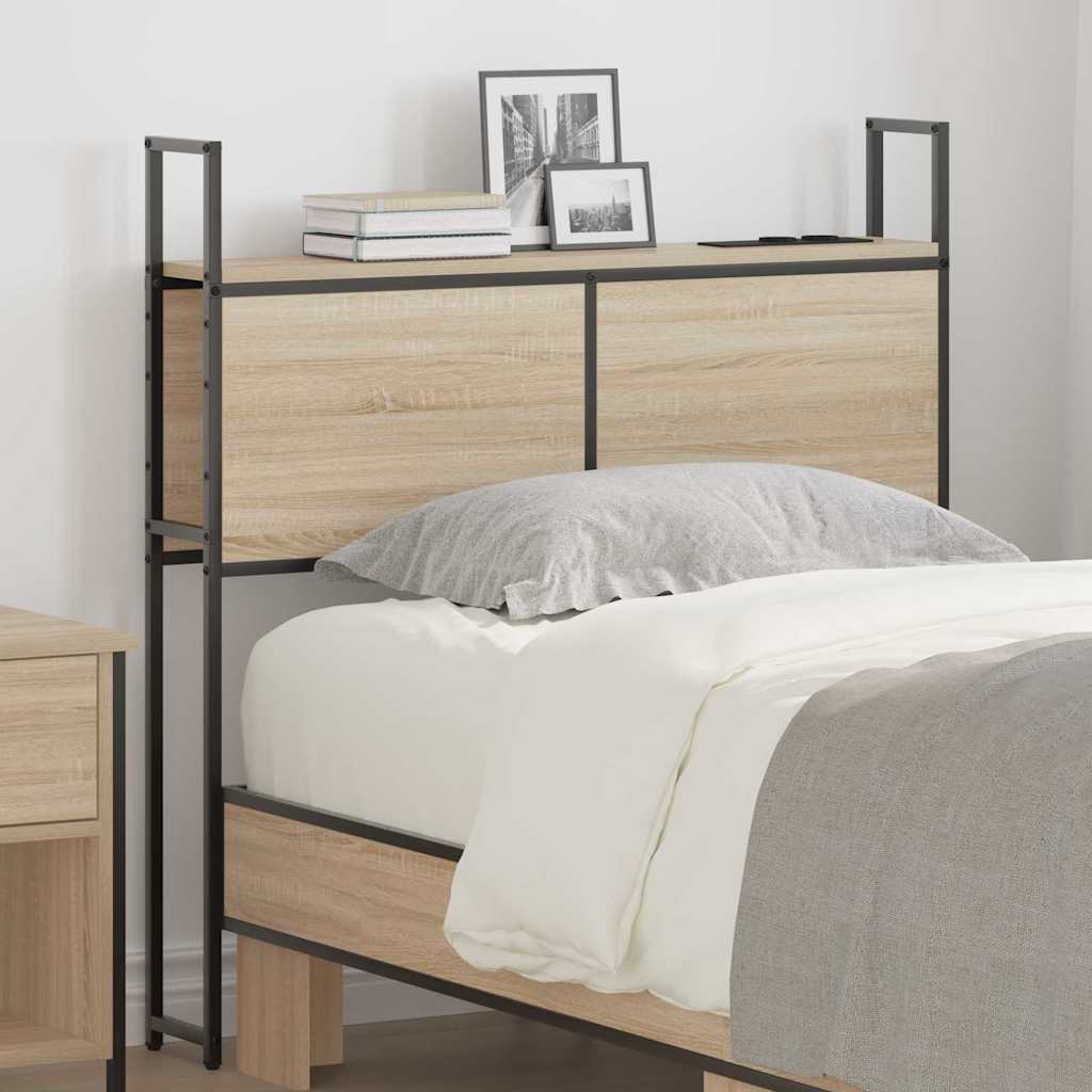 vidaXL Opberghoofdbord met hoofdeinde Zwart eiken 75 cm Bewerkt hout
