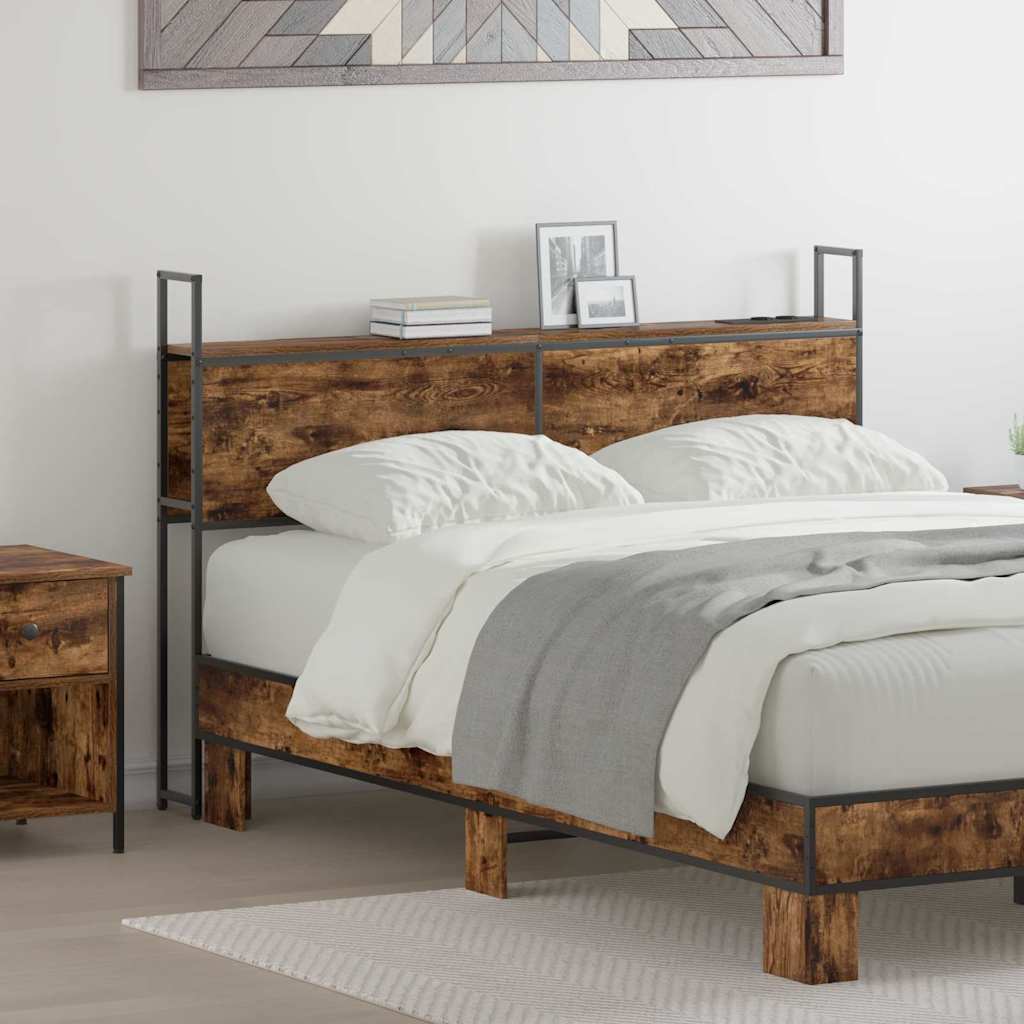 vidaXL Opberghoofdbord met hoofdeinde Zwart eiken 75 cm Bewerkt hout