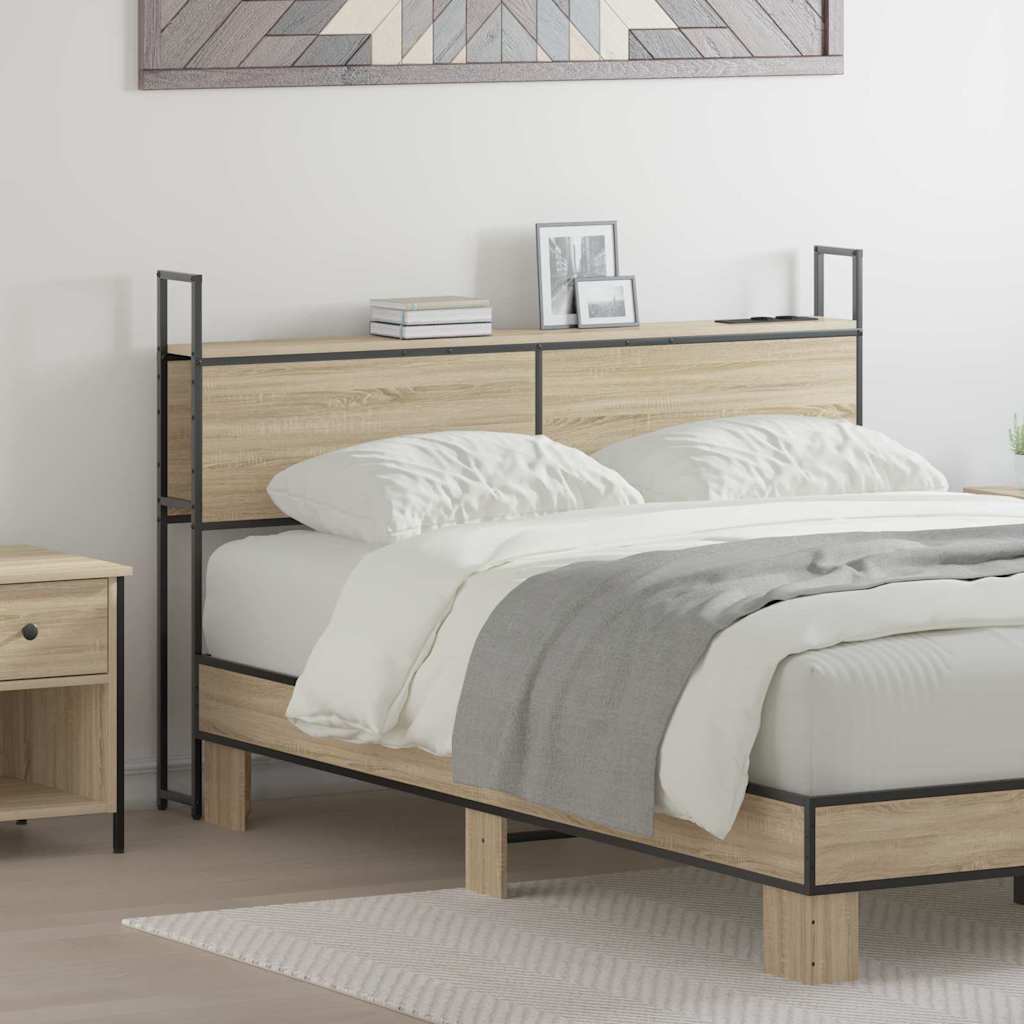 vidaXL Opberghoofdbord met hoofdeinde Zwart eiken 75 cm Bewerkt hout
