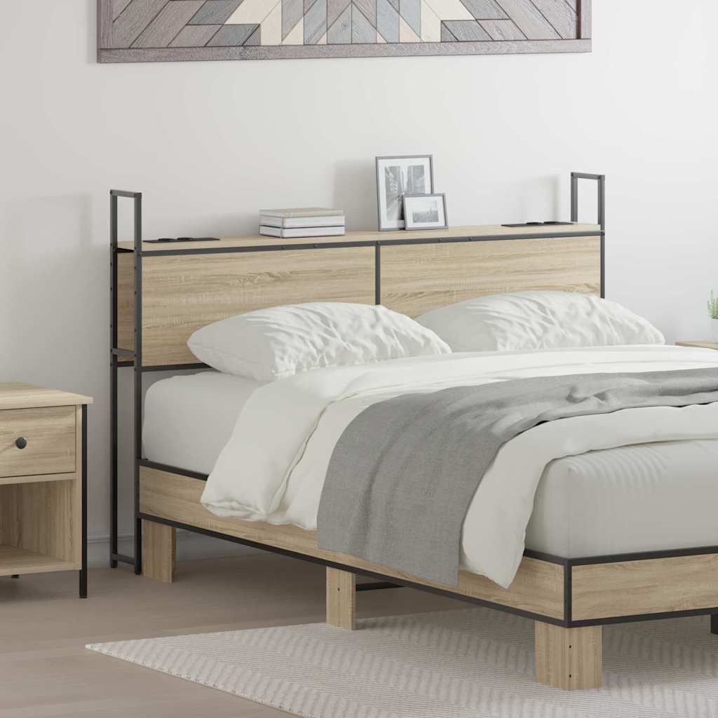 vidaXL Opberghoofdbord met hoofdeinde Zwart eiken 75 cm Bewerkt hout