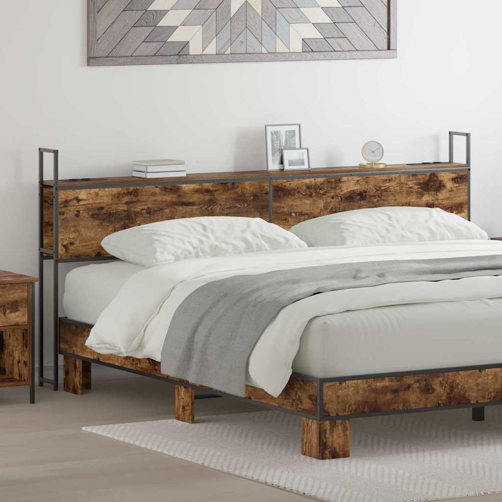 vidaXL Opberghoofdbord met hoofdeinde Zwart eiken 75 cm Bewerkt hout
