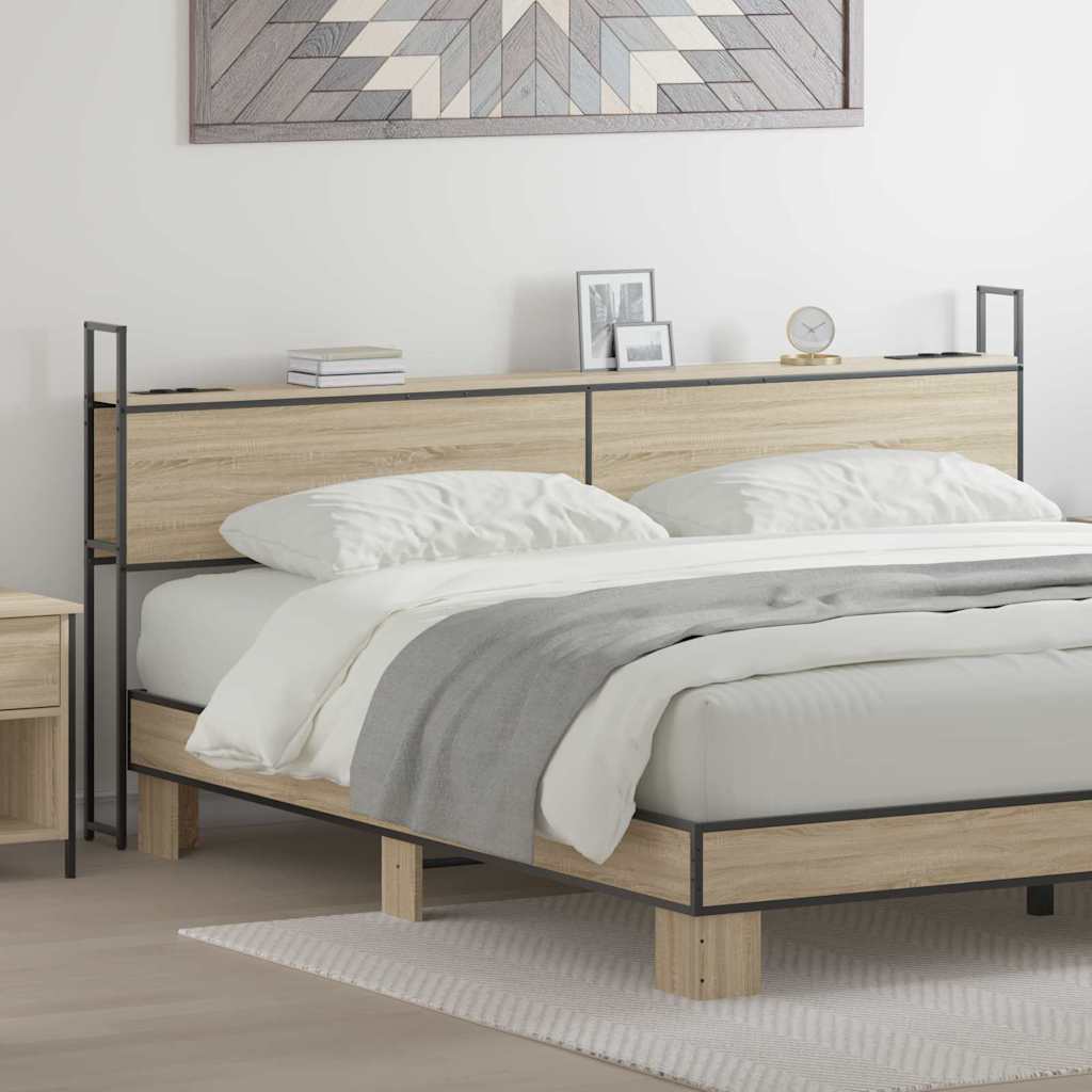 vidaXL Opberghoofdbord met hoofdeinde Zwart eiken 75 cm Bewerkt hout