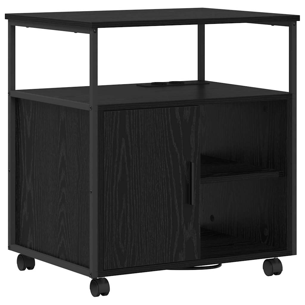 vidaXL Kantoor kast met wiel Zwart eiken 61 x 46 x 67 cm Bewerkt hout