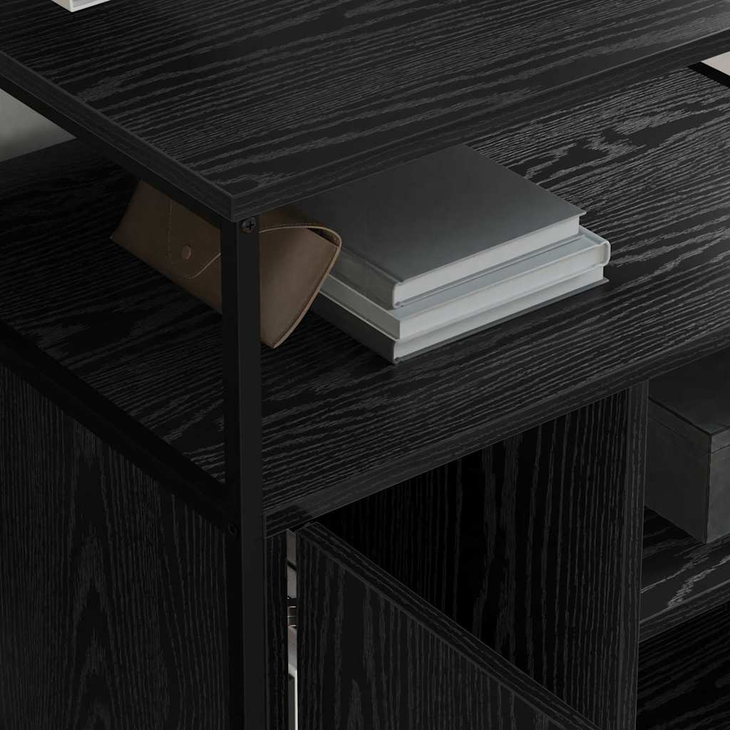 vidaXL Kantoor kast met wiel Zwart eiken 61 x 46 x 67 cm Bewerkt hout