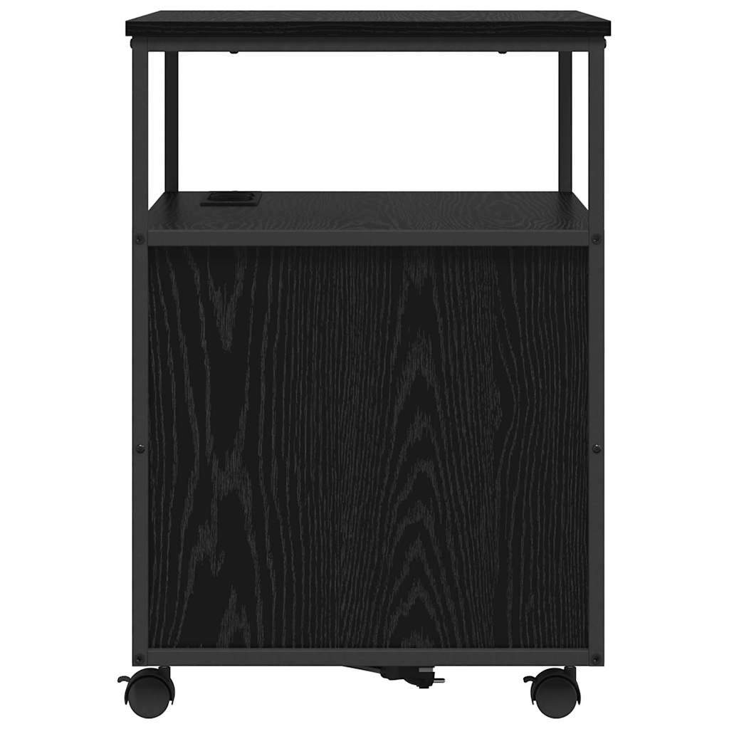vidaXL Kantoor kast met wiel Zwart eiken 61 x 46 x 67 cm Bewerkt hout