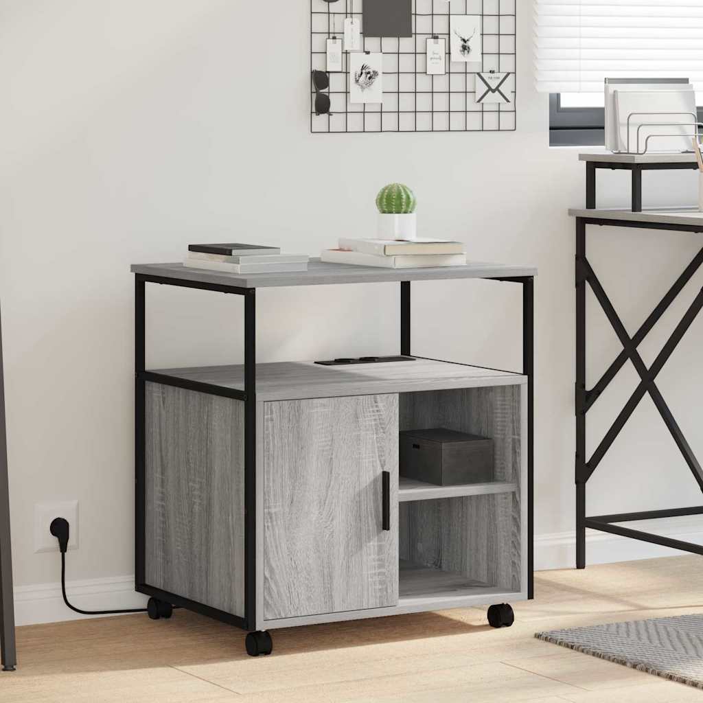 vidaXL Kantoor kast met wiel Zwart eiken 61 x 46 x 67 cm Bewerkt hout