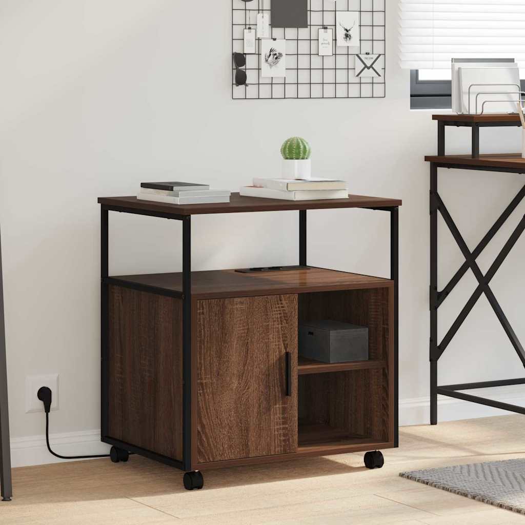 vidaXL Kantoor kast met wiel Zwart eiken 61 x 46 x 67 cm Bewerkt hout