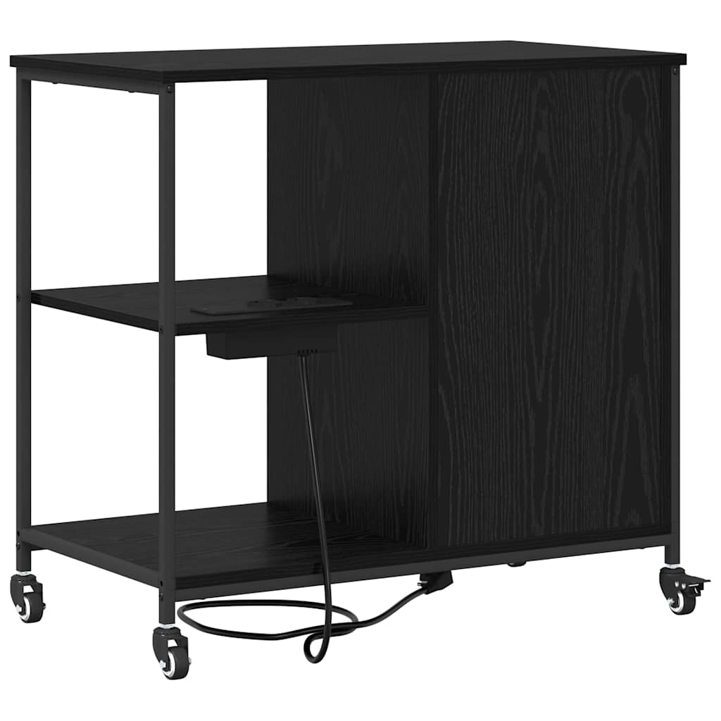 vidaXL Kantoor kast met wiel Zwart eiken 76 x 41 x 72 cm Bewerkt hout