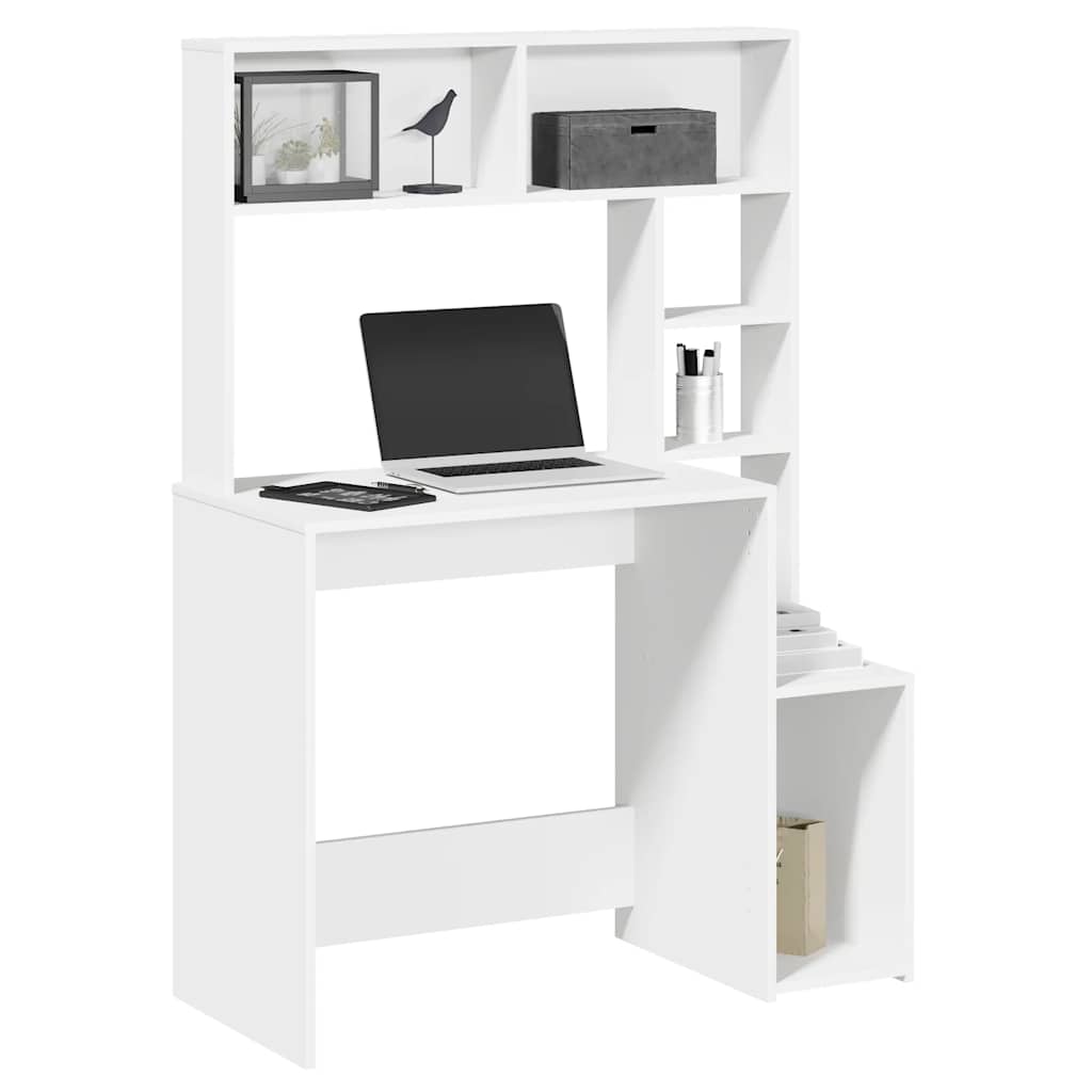 vidaXL Bureau met schappen 100x45x140 cm bewerkt hout gerookt eiken