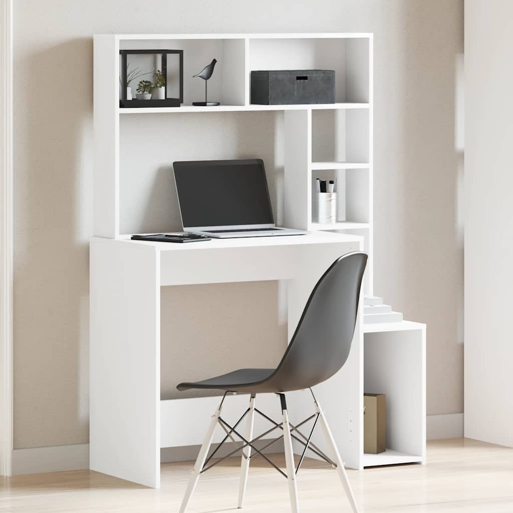 vidaXL Bureau met schappen 100x45x140 cm bewerkt hout gerookt eiken