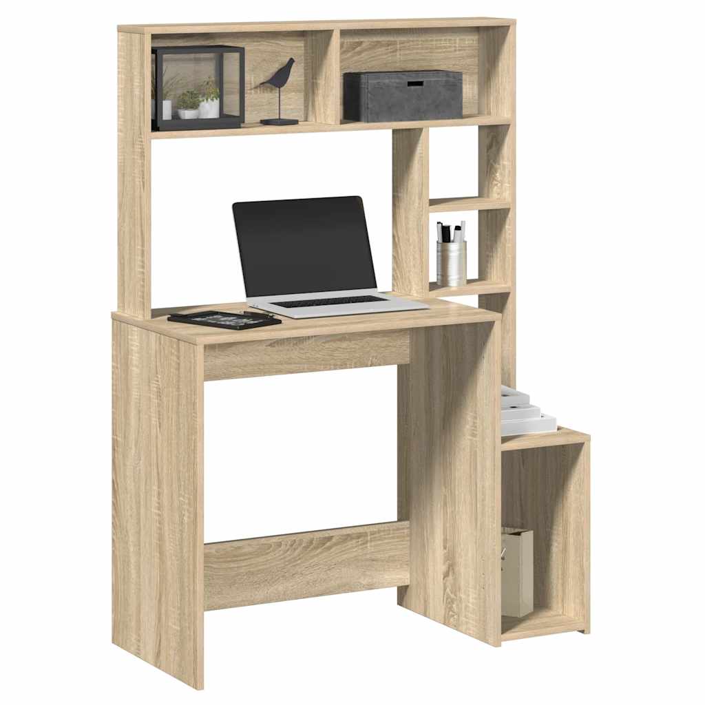 vidaXL Bureau met schappen 100x45x140 cm bewerkt hout gerookt eiken
