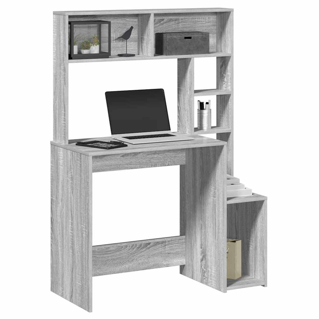 vidaXL Bureau met schappen 100x45x140 cm bewerkt hout gerookt eiken