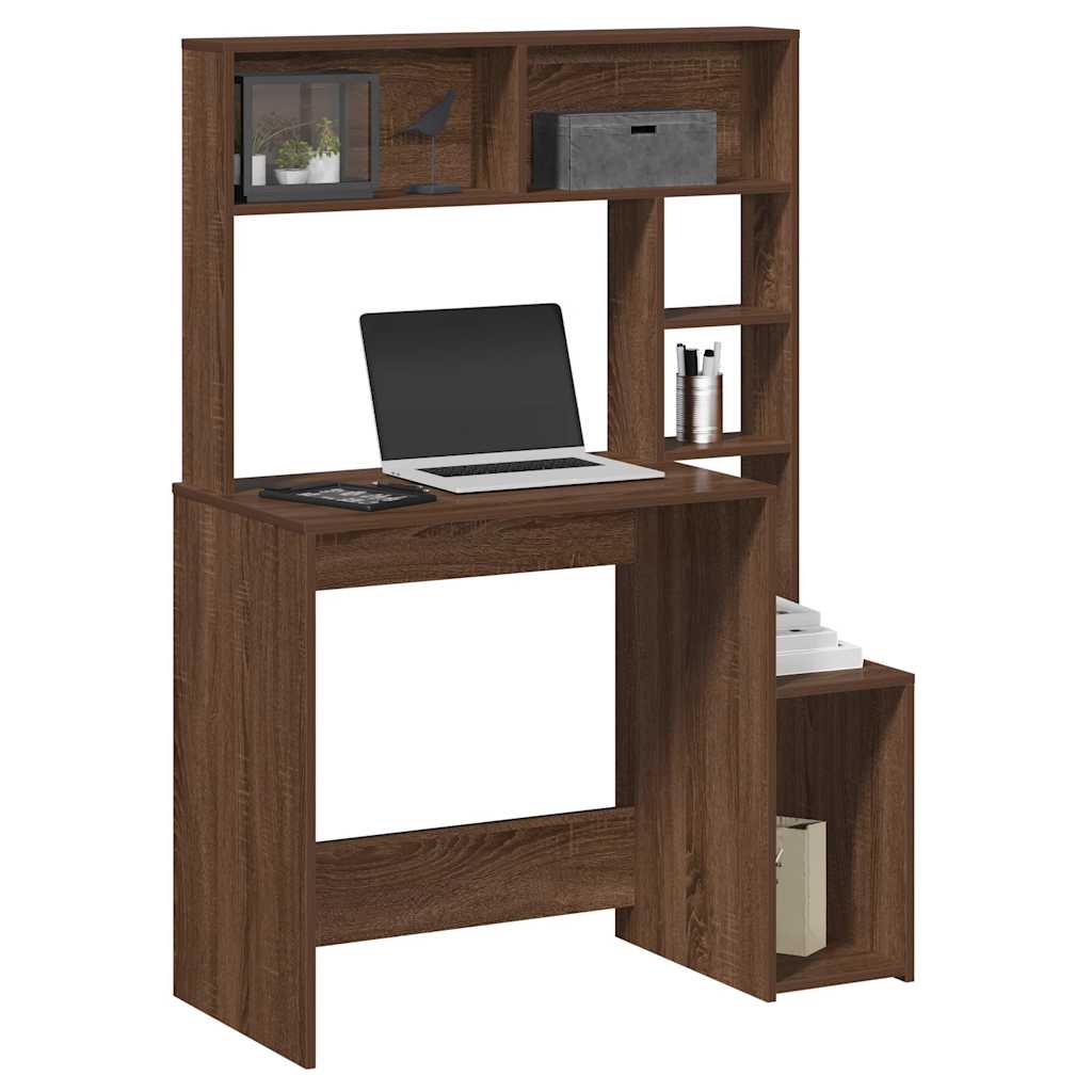vidaXL Bureau met schappen 100x45x140 cm bewerkt hout gerookt eiken