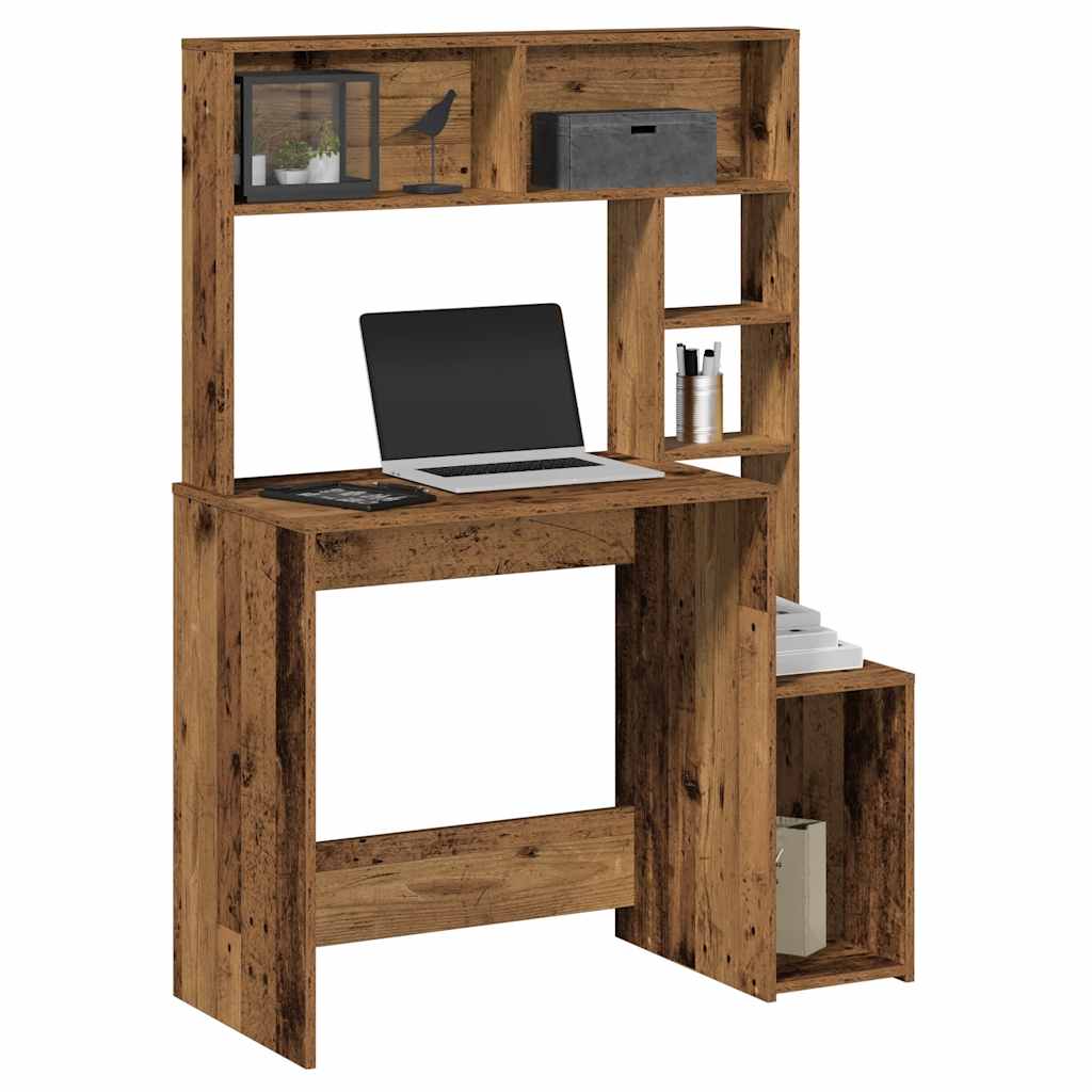 vidaXL Bureau met schappen 100x45x140 cm bewerkt hout gerookt eiken