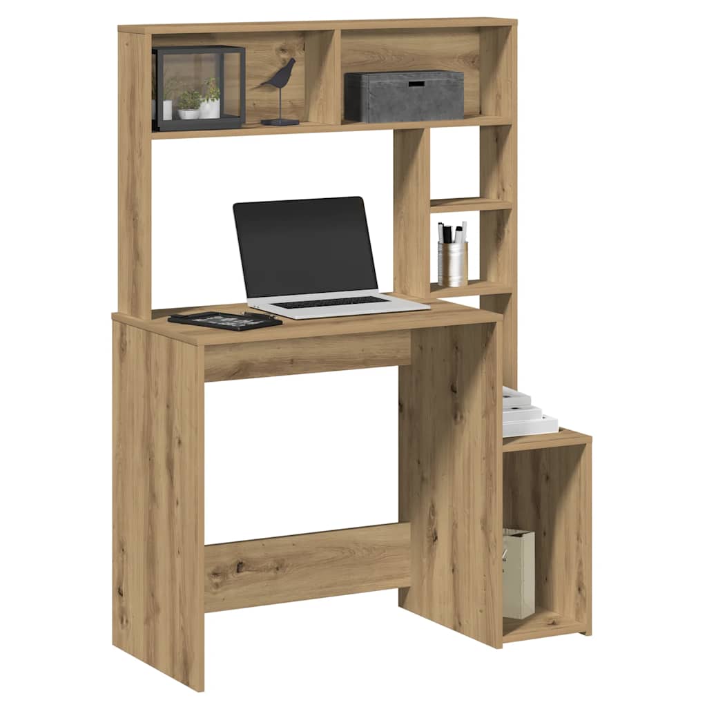 vidaXL Bureau met schappen 100x45x140 cm bewerkt hout gerookt eiken