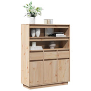 vidaXL Hoge kast 89x34x116,5 cm massief grenenhout wit
