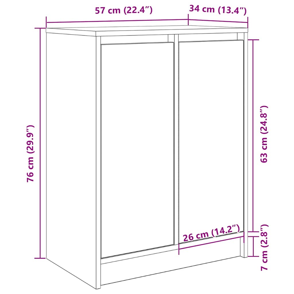 vidaXL Schoenenkast 57x34x76 cm bewerkt hout wit