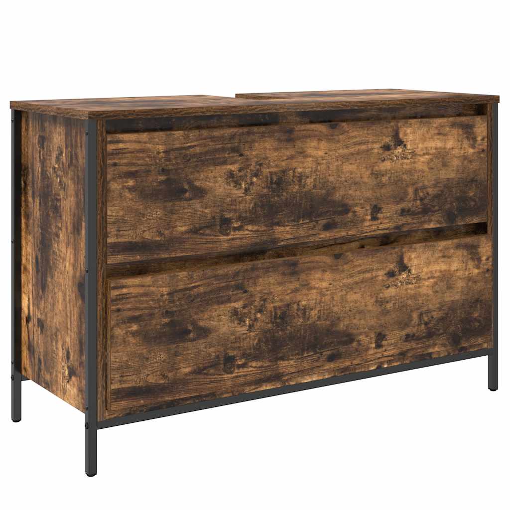 vidaXL Badkamerkast met lades 90x34,5x60 cm zwart eikenkleurig
