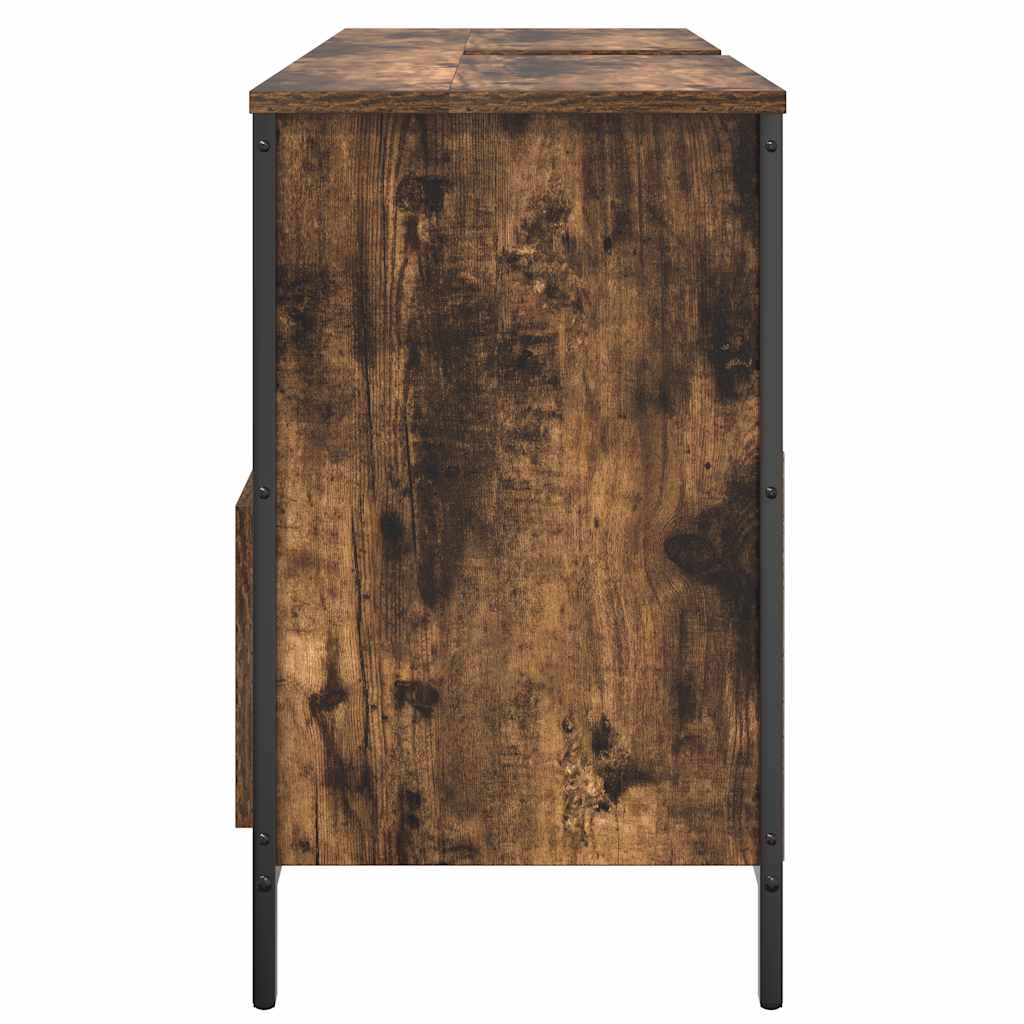 vidaXL Badkamerkast met lades 90x34,5x60 cm zwart eikenkleurig