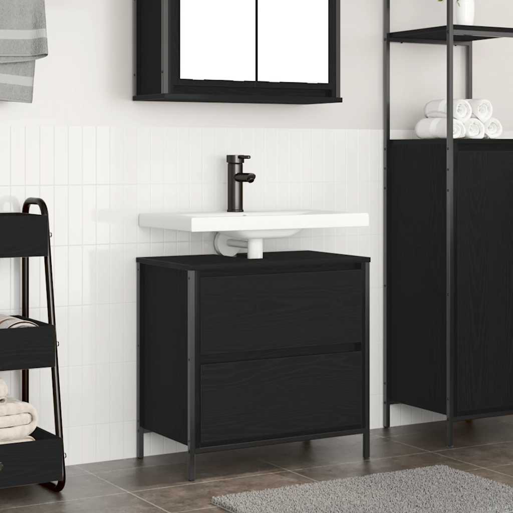 vidaXL Badkamerkast met lades 60x34,5x60 cm zwart eikenkleurig