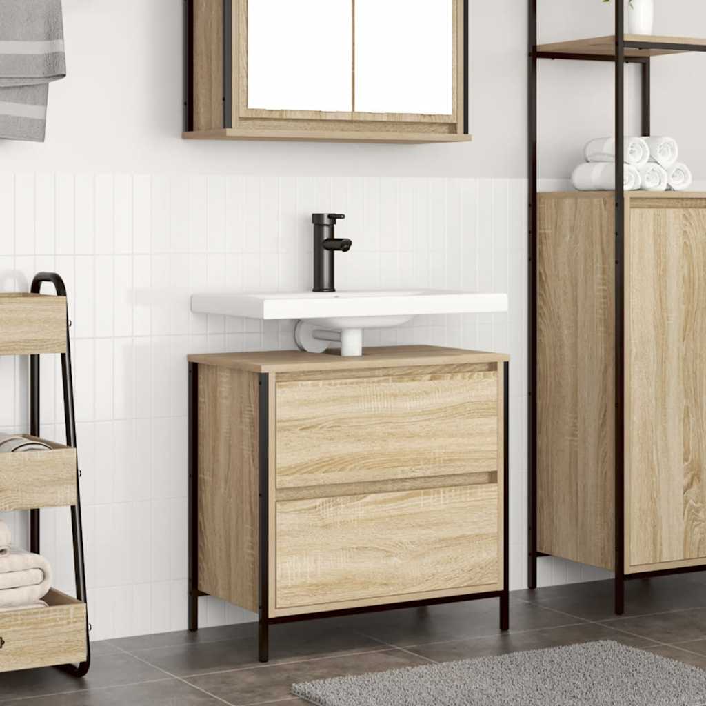 vidaXL Badkamerkast met lades 60x34,5x60 cm zwart eikenkleurig