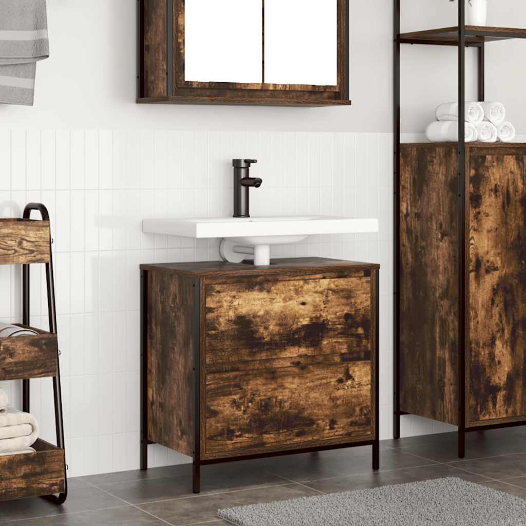 vidaXL Badkamerkast met lades 60x34,5x60 cm zwart eikenkleurig