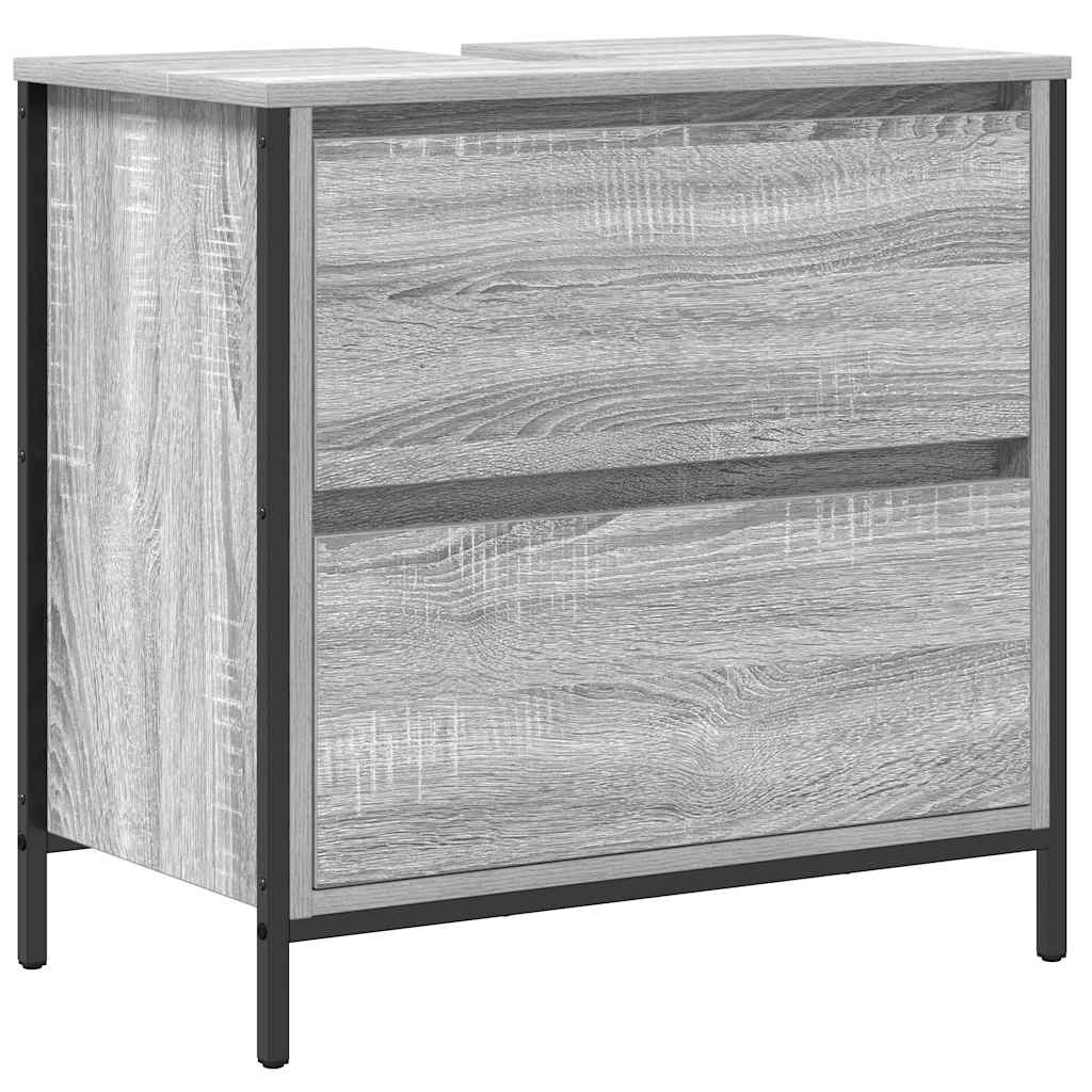 vidaXL Badkamerkast met lades 60x34,5x60 cm zwart eikenkleurig