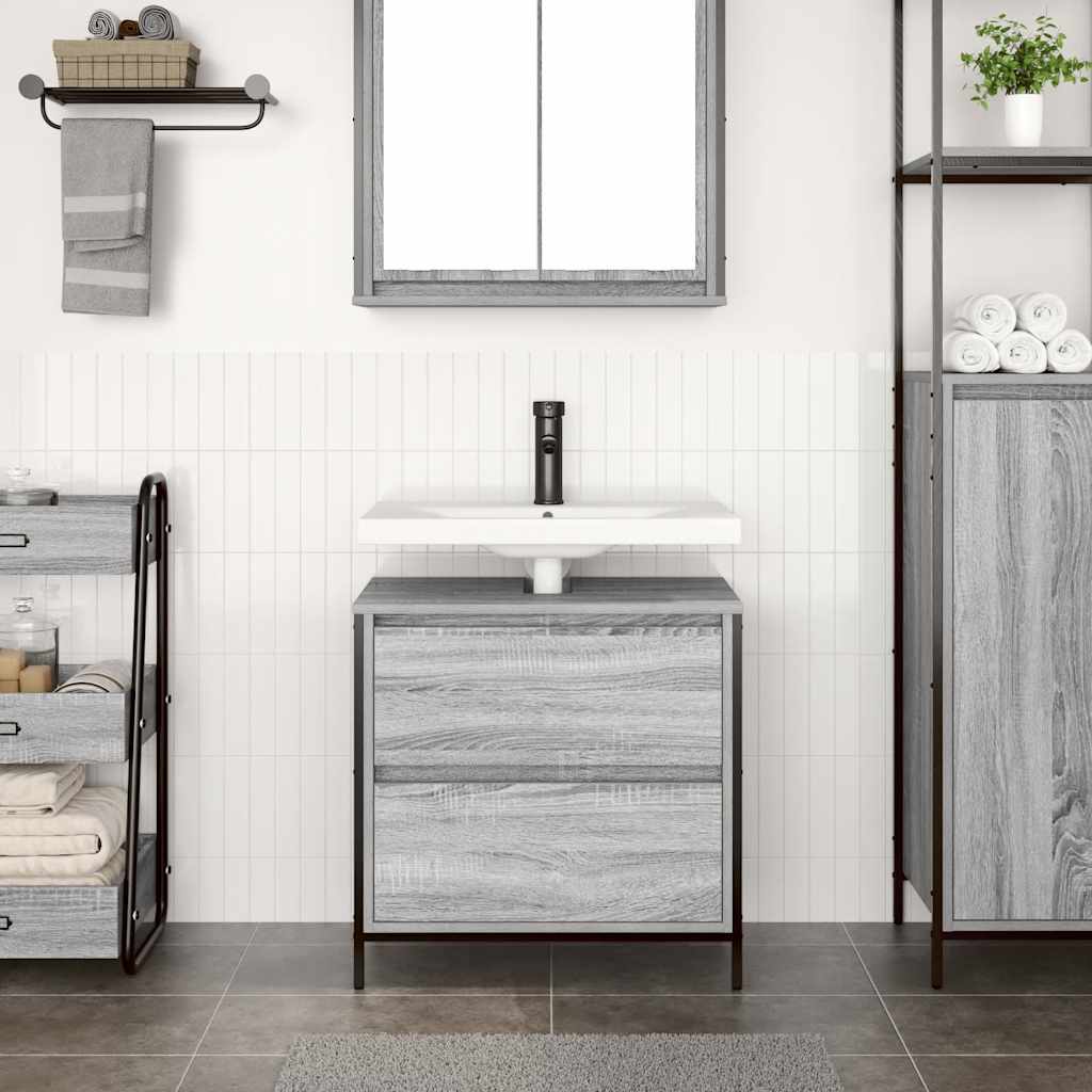 vidaXL Badkamerkast met lades 60x34,5x60 cm zwart eikenkleurig